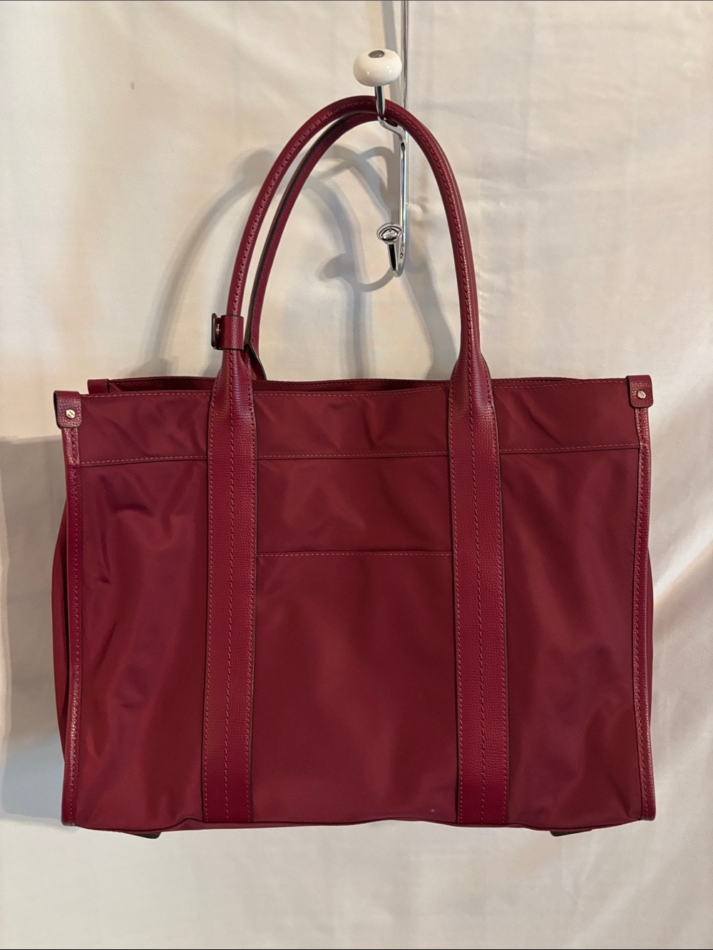 Henri Bendel Womens Tote Bag Purse Maroon Red Nylon - Picture 6 of 11